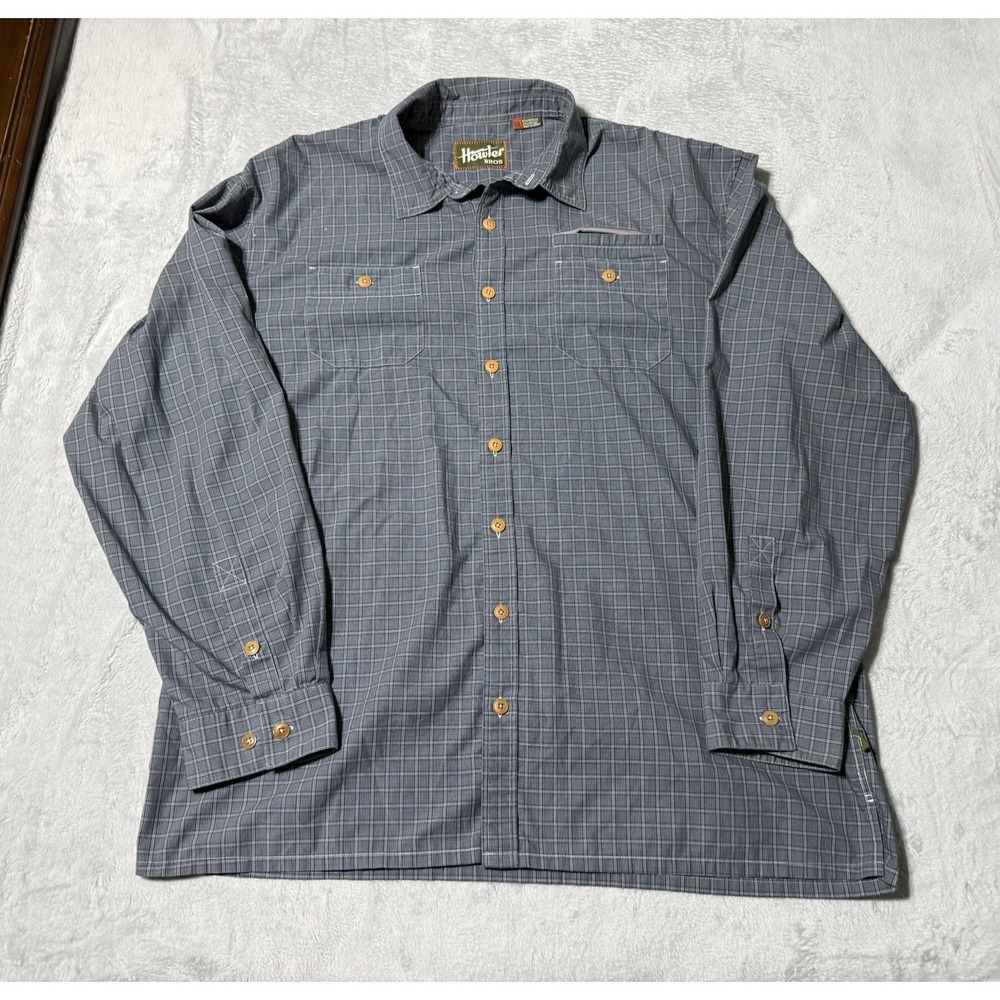 Howler Brothers Shirt Men's 2XL Gray Plaid Button Up‎ Long Sleeve